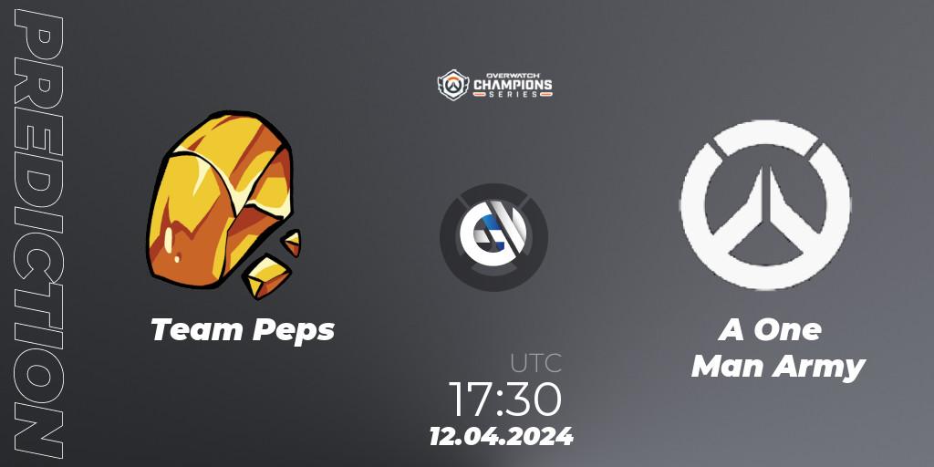 Team Peps - A One Man Army: ennuste. 12.04.2024 at 17:30, Overwatch, Overwatch Champions Series 2024 - EMEA Stage 2 Group Stage