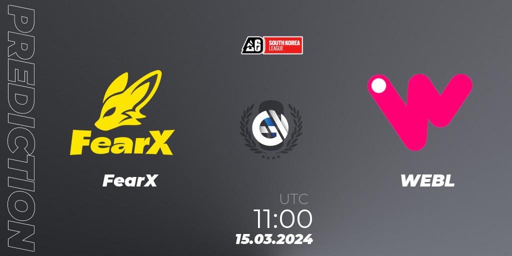 FearX - WEBL: ennuste. 15.03.2024 at 11:00, Rainbow Six, South Korea League 2024 - Stage 1