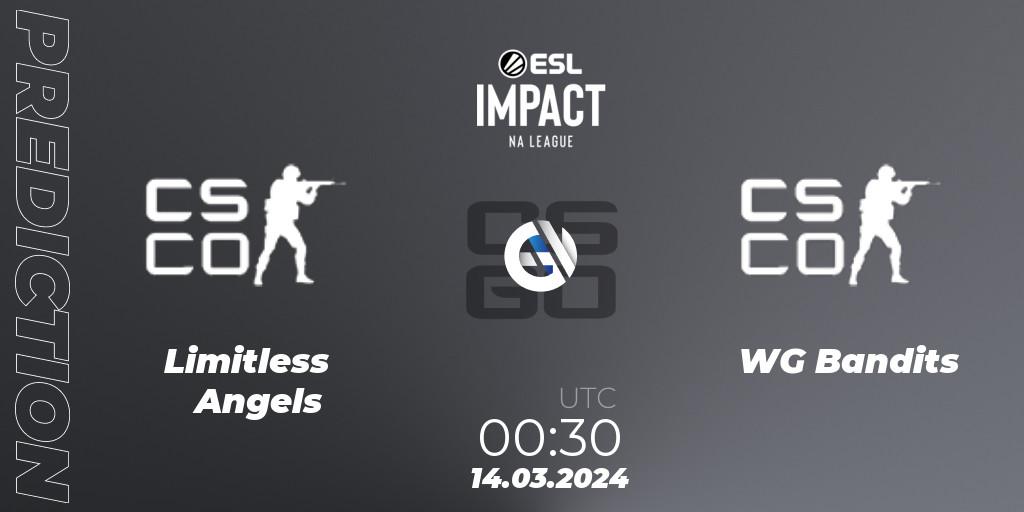 Limitless Angels - WG Bandits: ennuste. 14.03.2024 at 00:30, Counter-Strike (CS2), ESL Impact League Season 5: North America