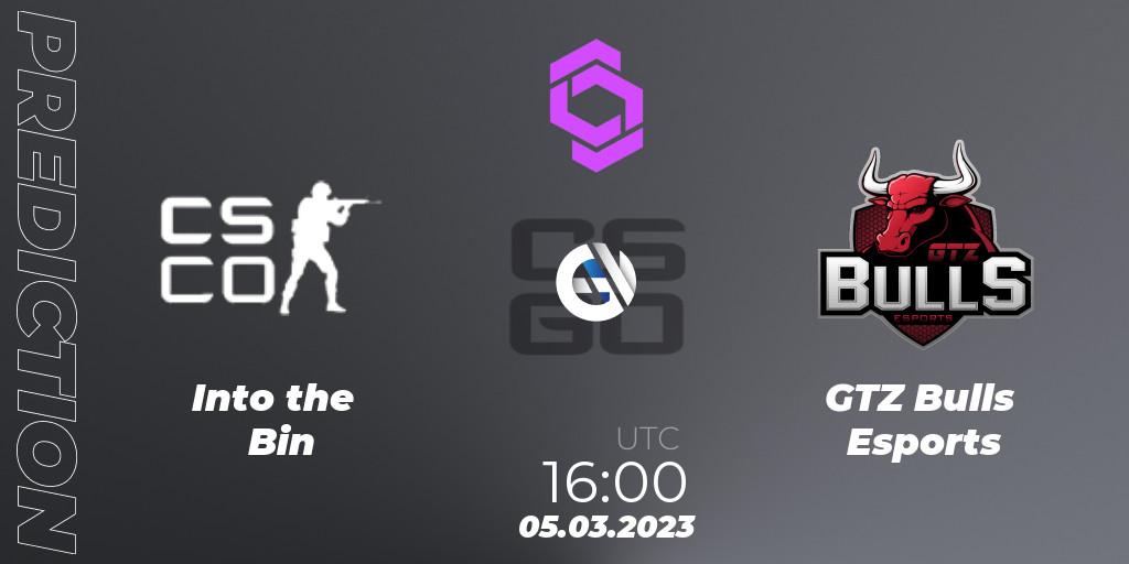 Into the Bin - GTZ Bulls Esports: ennuste. 05.03.2023 at 16:00, Counter-Strike (CS2), CCT West Europe Series 2 Closed Qualifier