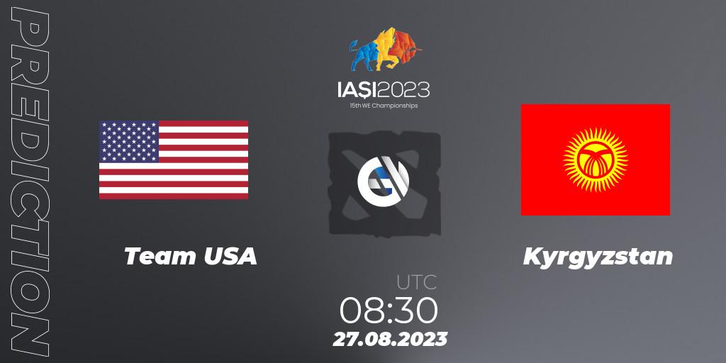 Team USA - Kyrgyzstan: ennuste. 27.08.2023 at 13:00, Dota 2, IESF World Championship 2023