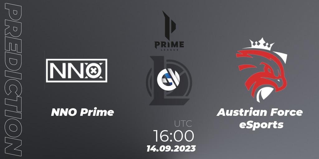 NNO Prime - Austrian Force eSports: ennuste. 14.09.2023 at 16:00, LoL, Prime League 2024 - Promotion Tournament