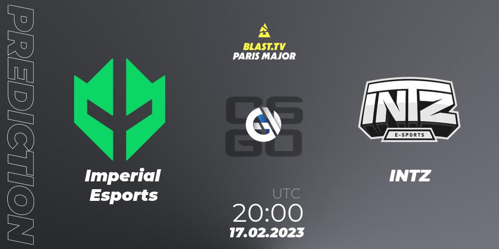 Imperial Esports - INTZ: ennuste. 17.02.2023 at 20:00, Counter-Strike (CS2), BLAST.tv Paris Major 2023 South America RMR Closed Qualifier