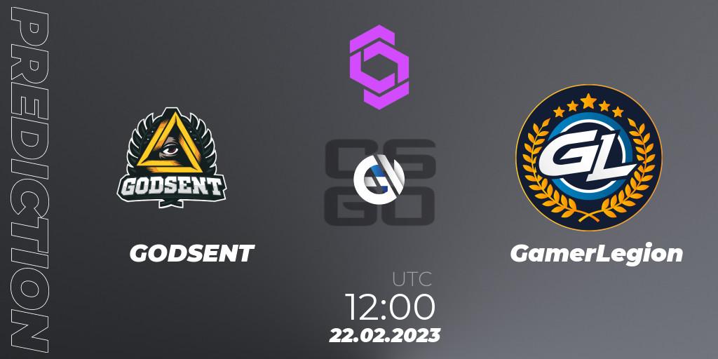 GODSENT - GamerLegion: ennuste. 22.02.2023 at 12:00, Counter-Strike (CS2), CCT West Europe Series #1