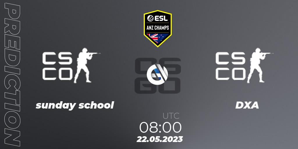 sunday school - DXA Esports: ennuste. 22.05.2023 at 08:00, Counter-Strike (CS2), ESL ANZ Champs Season 16
