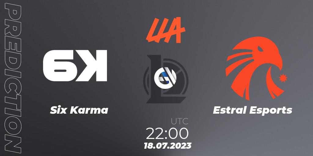 Six Karma - Estral Esports: ennuste. 18.07.2023 at 22:00, LoL, LLA Closing 2023 - Group Stage