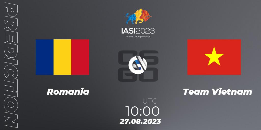 Romania - Team Vietnam: ennuste. 27.08.2023 at 14:30, Counter-Strike (CS2), IESF World Esports Championship 2023