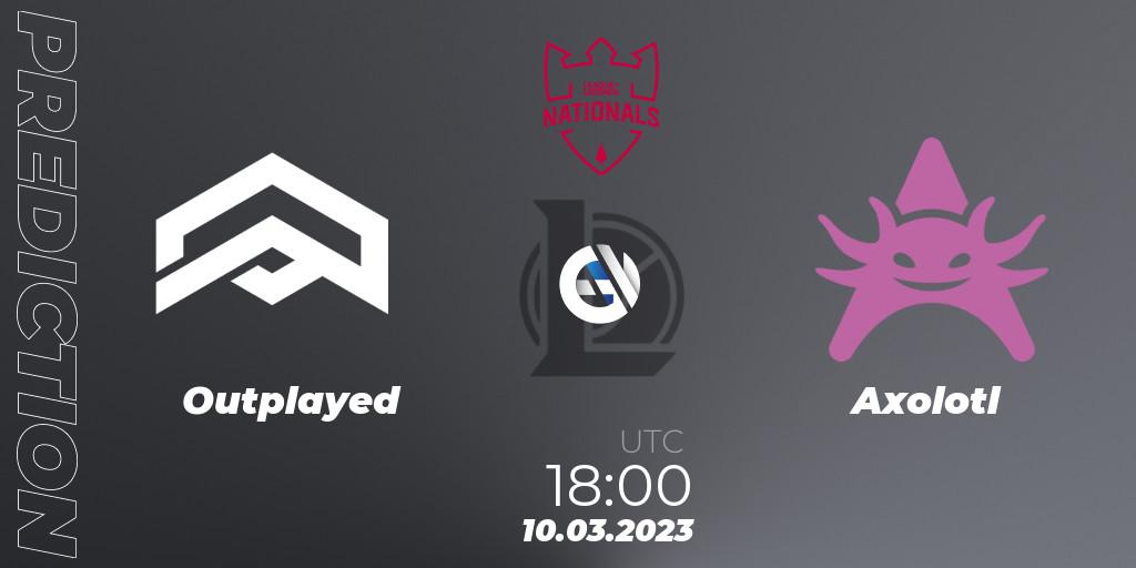 Outplayed - Axolotl: ennuste. 16.02.2023 at 19:00, LoL, PG Nationals Spring 2023 - Group Stage