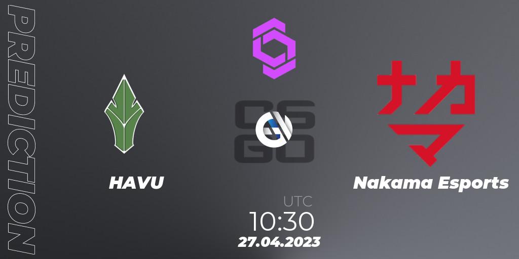 HAVU - Nakama Esports: ennuste. 27.04.2023 at 10:30, Counter-Strike (CS2), CCT West Europe Series #3