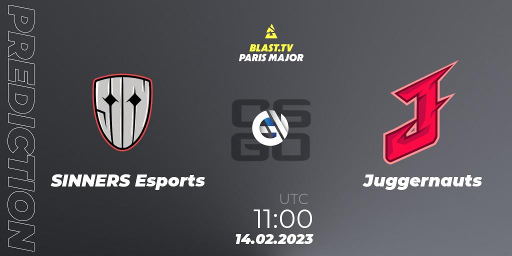 SINNERS Esports - Juggernauts: ennuste. 14.02.2023 at 11:10, Counter-Strike (CS2), BLAST.tv Paris Major 2023 Europe RMR Open Qualifier