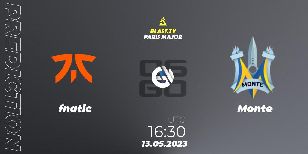 fnatic - Monte: ennuste. 13.05.2023 at 15:20, Counter-Strike (CS2), BLAST Paris Major 2023