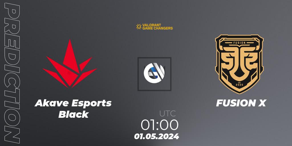 Akave Esports Black - FUSION X: ennuste. 01.05.2024 at 01:00, VALORANT, VCT 2024: Game Changers LAN - Opening