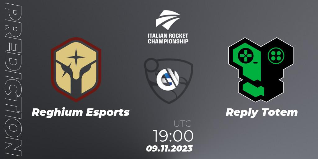 Reghium Esports - Reply Totem: ennuste. 09.11.2023 at 19:00, Rocket League, Italian Rocket Championship Season 11Serie A Relegation