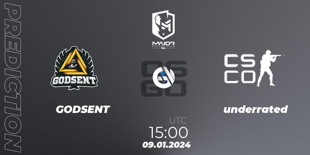 GODSENT - underrated: ennuste. 09.01.24, CS2 (CS:GO), PGL CS2 Major Copenhagen 2024 Europe RMR Open Qualifier 1
