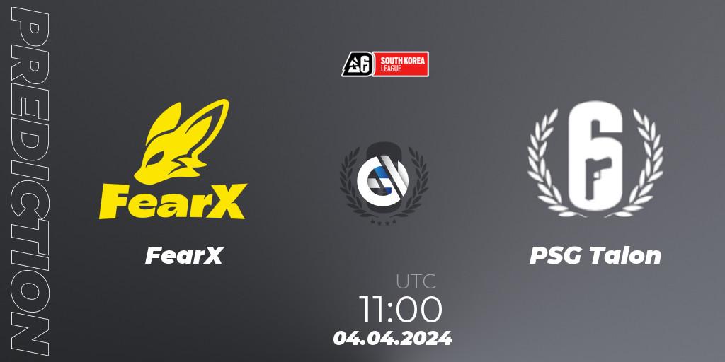 FearX - PSG Talon: ennuste. 05.04.2024 at 11:00, Rainbow Six, South Korea League 2024 - Stage 1