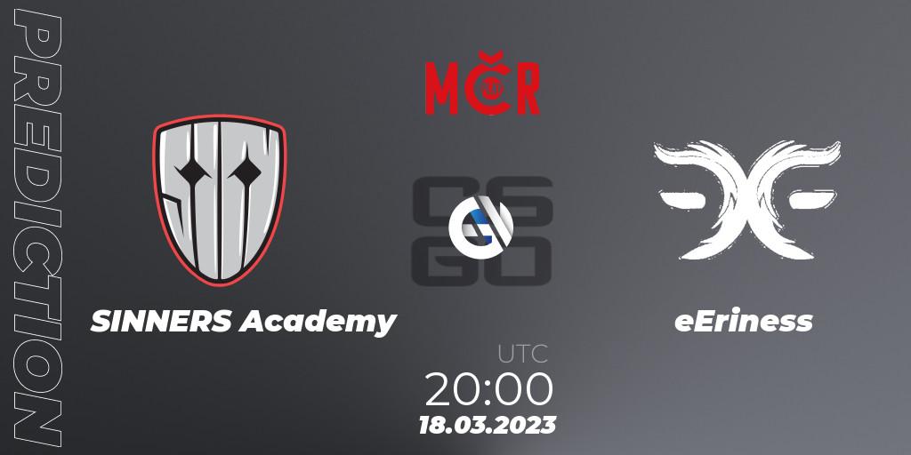 SINNERS Academy - eEriness: ennuste. 18.03.2023 at 20:00, Counter-Strike (CS2), Tipsport Cup Prague Spring 2023: Closed Qualifier