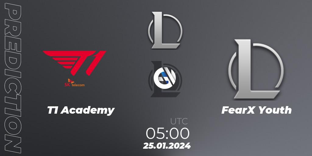 T1 Academy - FearX Youth: ennuste. 25.01.2024 at 05:00, LoL, LCK Challengers League 2024 Spring - Group Stage