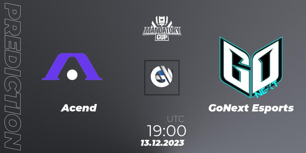 Acend - GoNext Esports: ennuste. 13.12.2023 at 19:00, VALORANT, Mandatory Cup #3