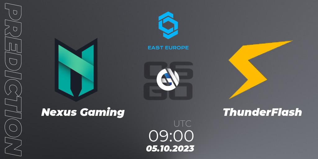Nexus Gaming - ThunderFlash: ennuste. 05.10.2023 at 09:00, Counter-Strike (CS2), CCT East Europe Series #3: Closed Qualifier