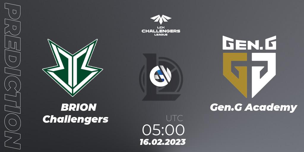 Brion Esports Challengers - Gen.G Academy: ennuste. 16.02.2023 at 05:00, LoL, LCK Challengers League 2023 Spring