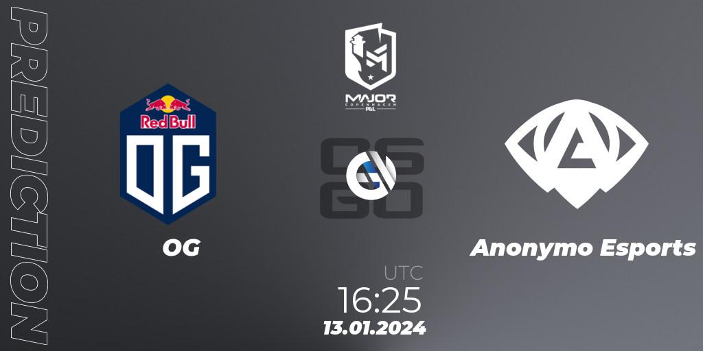 OG - Anonymo Esports: ennuste. 13.01.24, CS2 (CS:GO), PGL CS2 Major Copenhagen 2024 Europe RMR Open Qualifier 3
