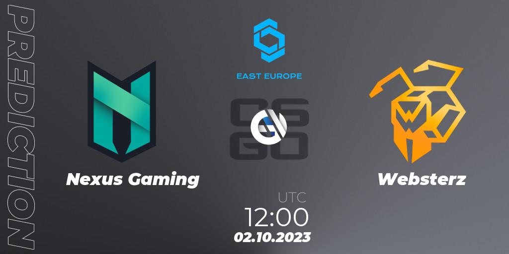 Nexus Gaming - Websterz: ennuste. 02.10.2023 at 12:00, Counter-Strike (CS2), CCT East Europe Series #3: Closed Qualifier