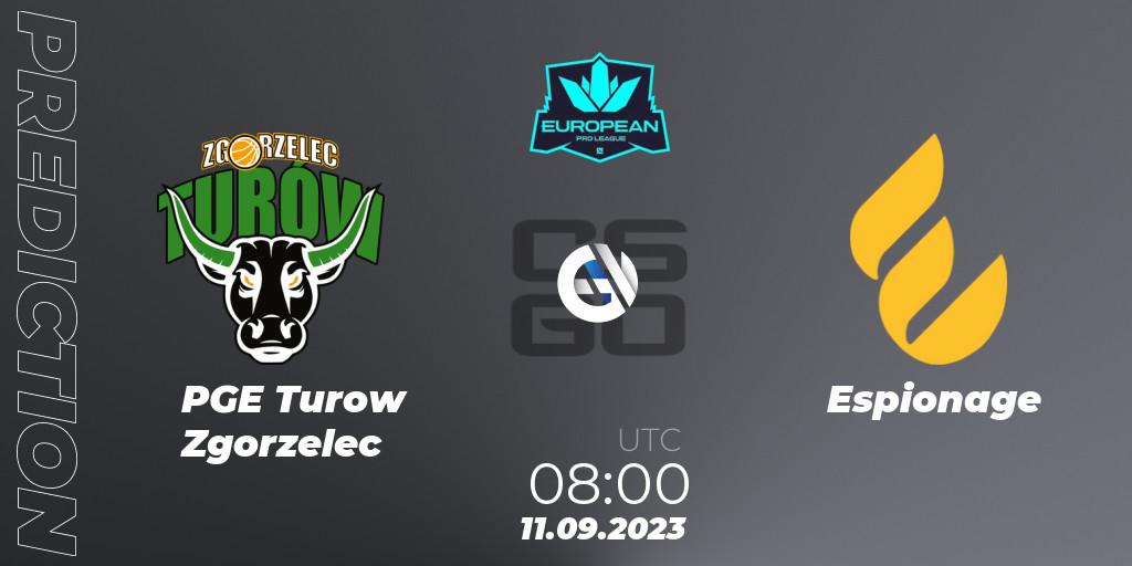 PGE Turow Zgorzelec - Espionage: ennuste. 11.09.2023 at 08:00, Counter-Strike (CS2), European Pro League Season 10