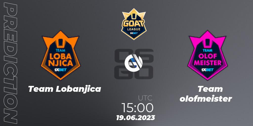 Team Lobanjica - Team olofmeister: ennuste. 19.06.2023 at 15:00, Counter-Strike (CS2), 1xBet GOAT League 2023 Summer VACation