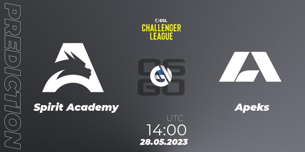 Spirit Academy - Apeks: ennuste. 28.05.2023 at 14:00, Counter-Strike (CS2), ESL Challenger League Season 45: Europe