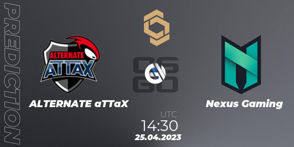 ALTERNATE aTTaX - Nexus Gaming: ennuste. 25.04.2023 at 14:50, Counter-Strike (CS2), CCT South Europe Series #4