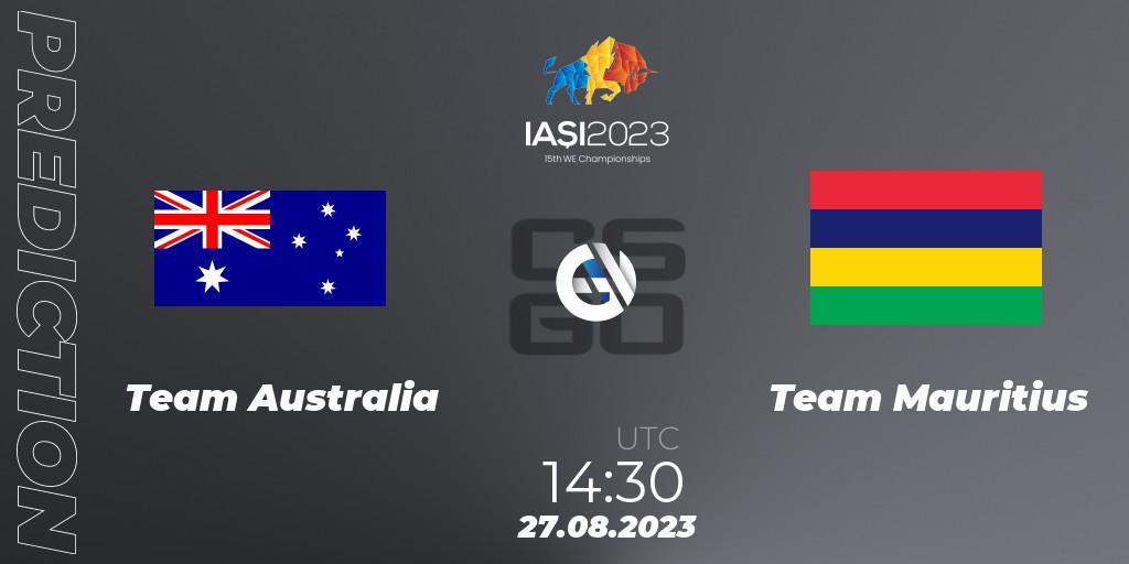 Team Australia - Team Mauritius: ennuste. 27.08.2023 at 20:50, Counter-Strike (CS2), IESF World Esports Championship 2023