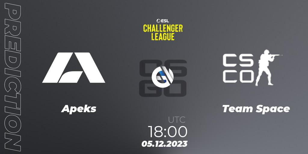 Apeks - Team Space: ennuste. 05.12.23, CS2 (CS:GO), ESL Challenger League Season 46: Europe
