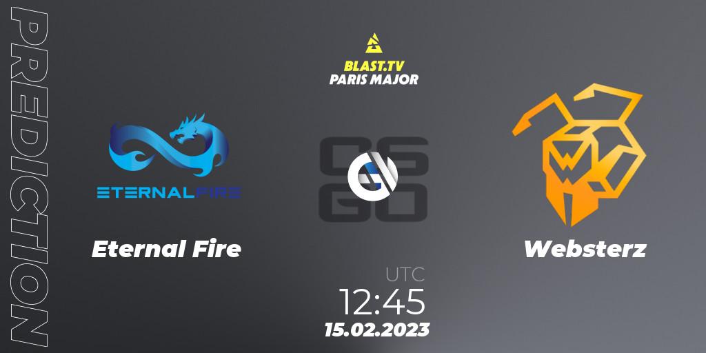 Eternal Fire - Websterz: ennuste. 15.02.23, CS2 (CS:GO), BLAST.tv Paris Major 2023 Europe RMR Open Qualifier 2