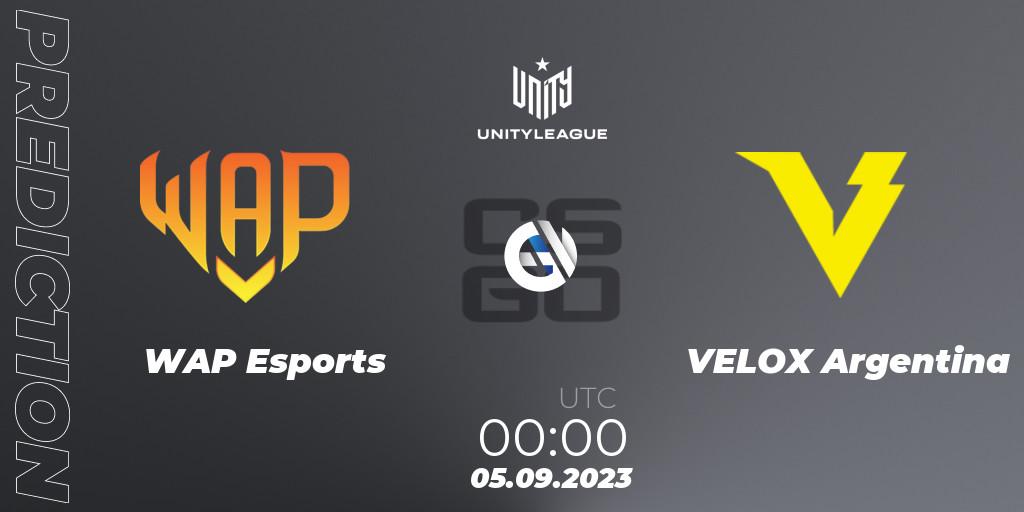 WAP Esports - VELOX Argentina: ennuste. 05.09.2023 at 00:00, Counter-Strike (CS2), LVP Unity League Argentina 2023