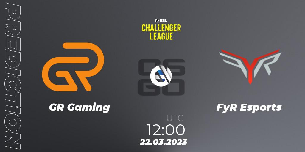 GR Gaming - FyR Esports: ennuste. 22.03.23, CS2 (CS:GO), ESL Challenger League Season 44: Asia-Pacific