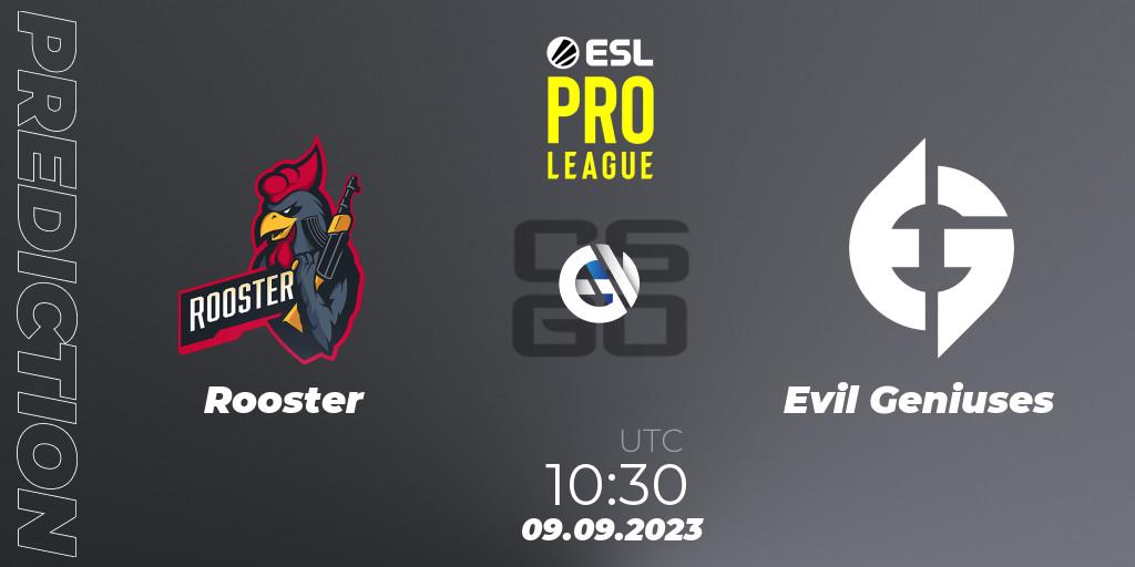 Rooster - Evil Geniuses: ennuste. 09.09.2023 at 10:30, Counter-Strike (CS2), ESL Pro League Season 18
