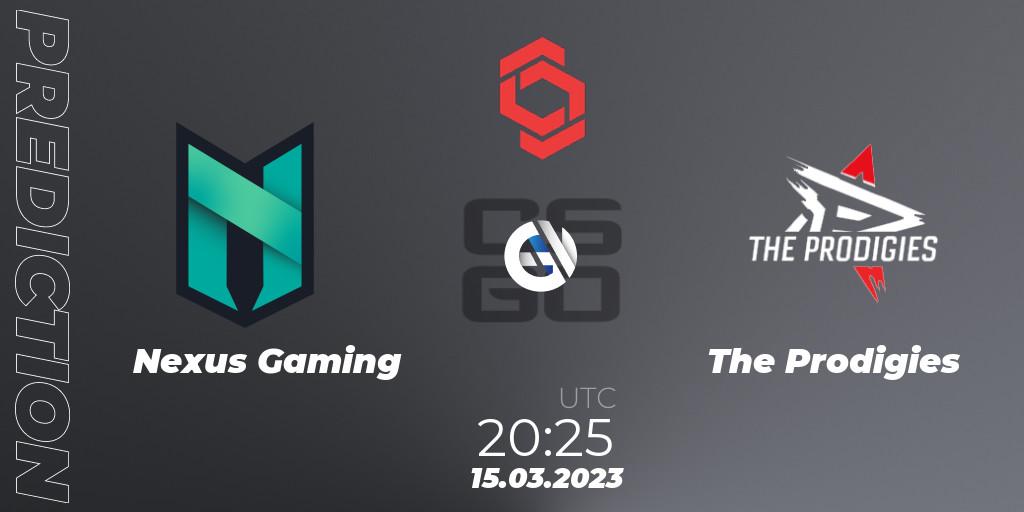 Nexus Gaming - The Prodigies: ennuste. 15.03.2023 at 20:25, Counter-Strike (CS2), CCT Central Europe Series 5 Closed Qualifier