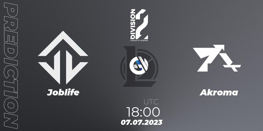 Joblife - Akroma: ennuste. 07.07.2023 at 18:00, LoL, LFL Division 2 Summer 2023 - Group Stage