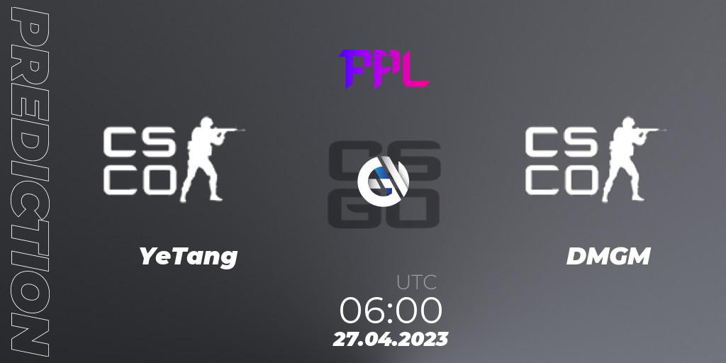 YeTang - DMGM: ennuste. 27.04.2023 at 06:00, Counter-Strike (CS2), Perfect World Arena Premier League Season 4: Challenger Division