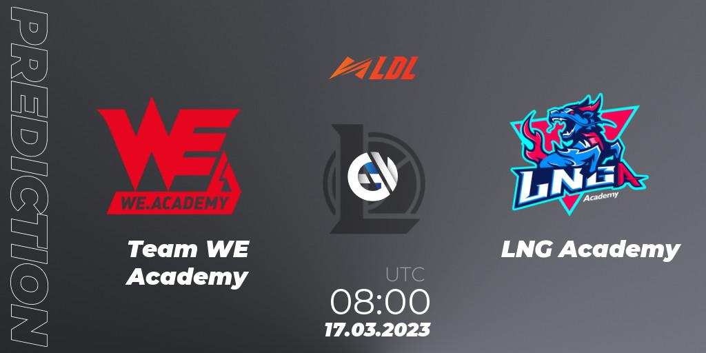 Team WE Academy - LNG Academy: ennuste. 17.03.2023 at 08:00, LoL, LDL 2023 - Regular Season