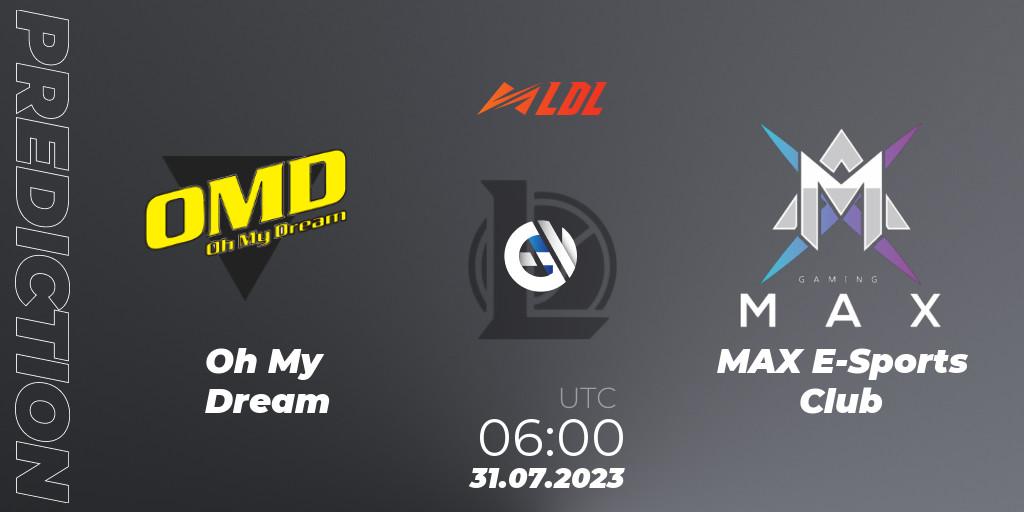 Oh My Dream - MAX E-Sports Club: ennuste. 31.07.2023 at 06:00, LoL, LDL 2023 - Playoffs