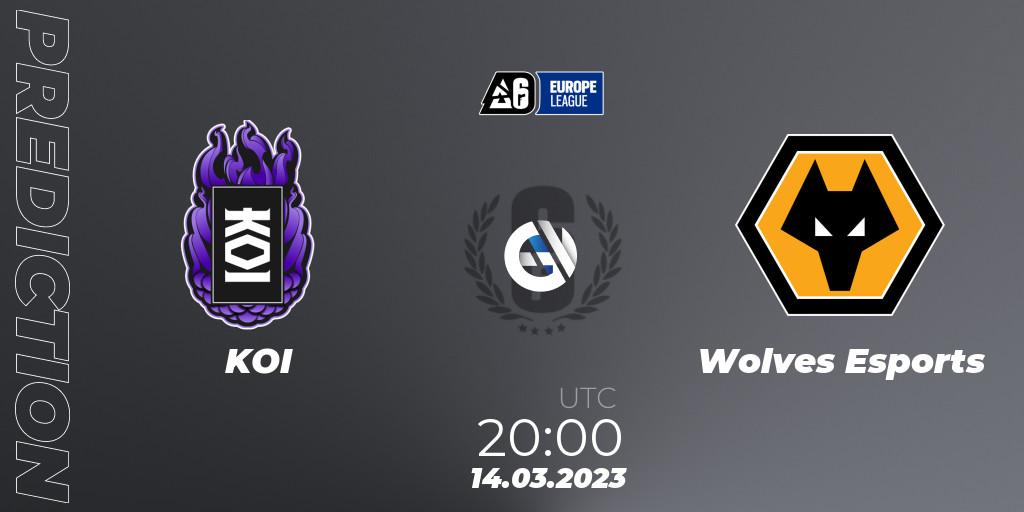 KOI - Wolves Esports: ennuste. 14.03.2023 at 20:15, Rainbow Six, Europe League 2023 - Stage 1