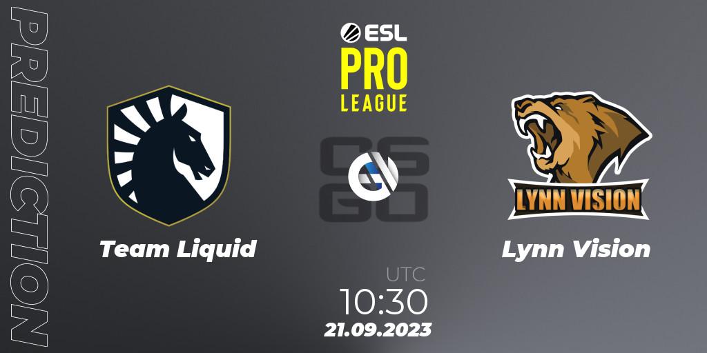 Team Liquid - Lynn Vision: ennuste. 21.09.2023 at 10:30, Counter-Strike (CS2), ESL Pro League Season 18