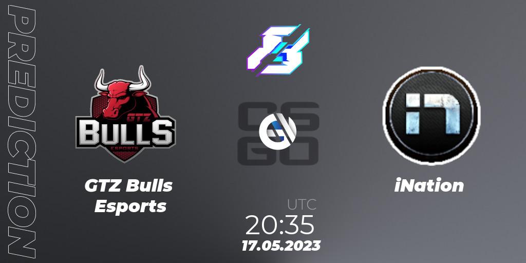 GTZ Bulls Esports - iNation: ennuste. 17.05.2023 at 20:35, Counter-Strike (CS2), Gamers8 2023 Europe Open Qualifier 1