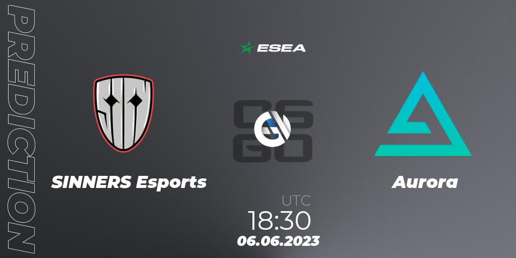SINNERS Esports - Aurora: ennuste. 06.06.2023 at 17:00, Counter-Strike (CS2), ESEA Advanced Season 45 Europe