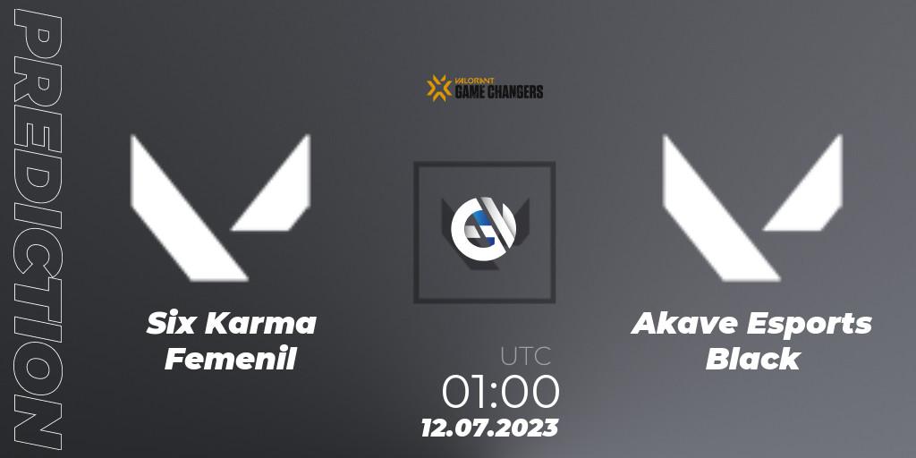 Six Karma Femenil - Akave Esports Black: ennuste. 12.07.2023 at 01:00, VALORANT, VCT 2023: Game Changers Latin America North