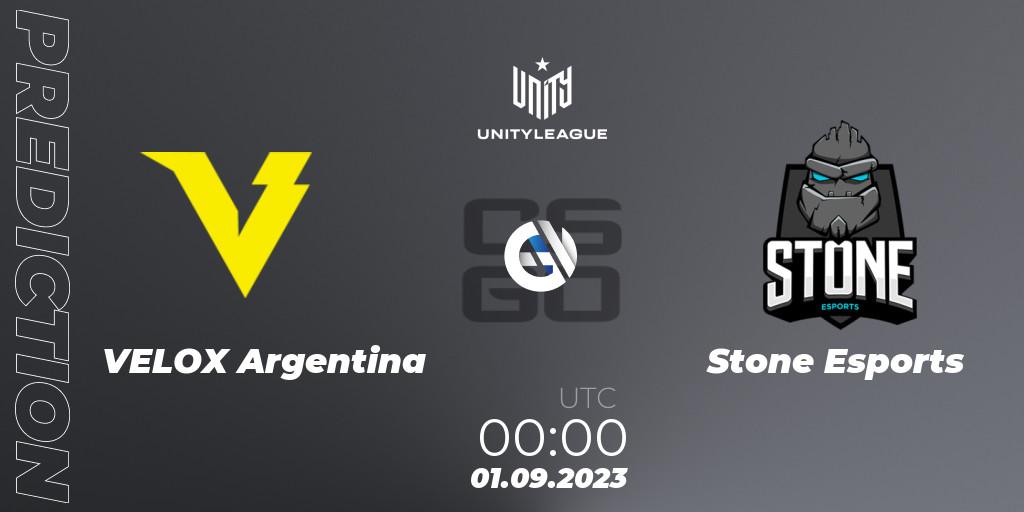 VELOX Argentina - Stone Esports: ennuste. 01.09.2023 at 00:00, Counter-Strike (CS2), LVP Unity League Argentina 2023