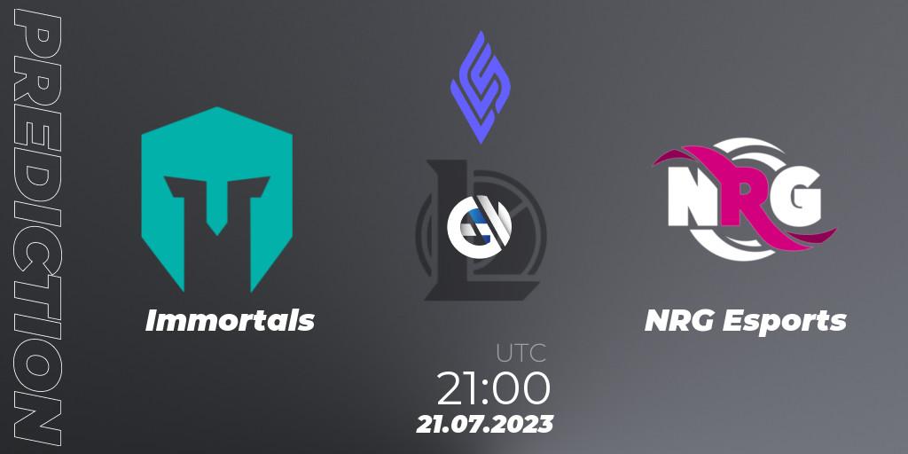 Immortals - NRG Esports: ennuste. 21.07.23, LoL, LCS Summer 2023 - Group Stage