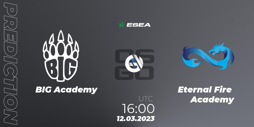 BIG Academy - Eternal Fire Academy: ennuste. 12.03.2023 at 16:00, Counter-Strike (CS2), ESEA Season 44: Advanced Division - Europe