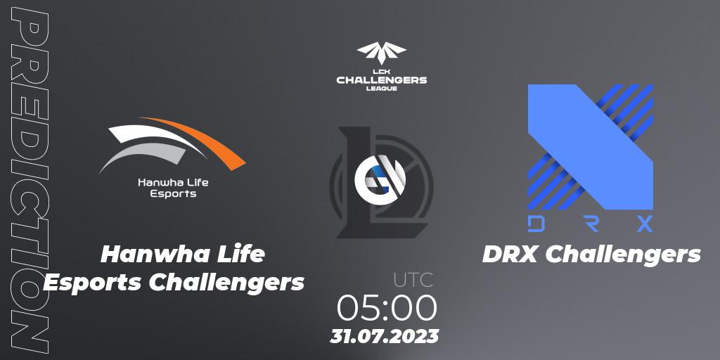 Hanwha Life Esports Challengers - DRX Challengers: ennuste. 31.07.2023 at 05:00, LoL, LCK Challengers League 2023 Summer - Group Stage